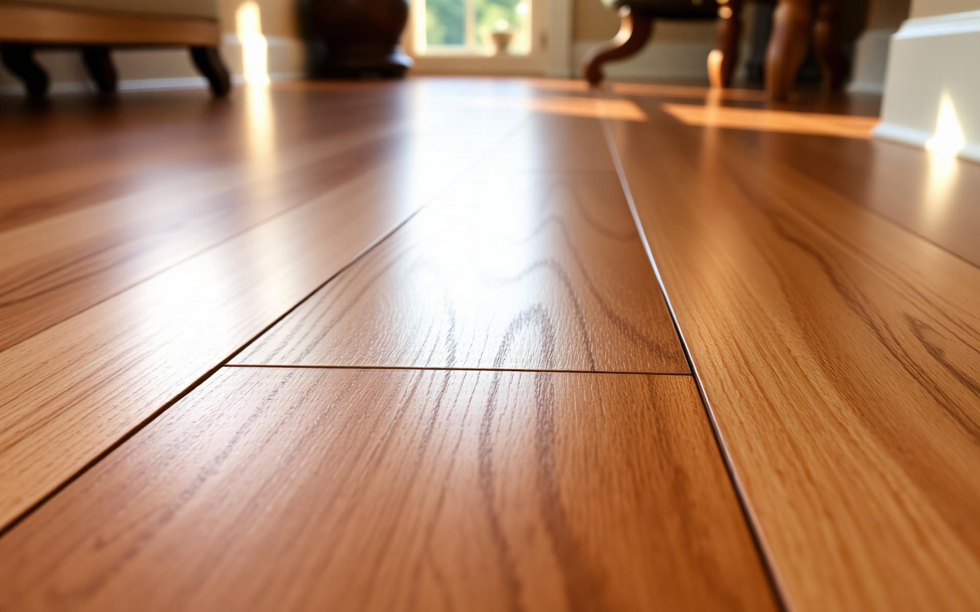 Warm hardwood floor with golden light
